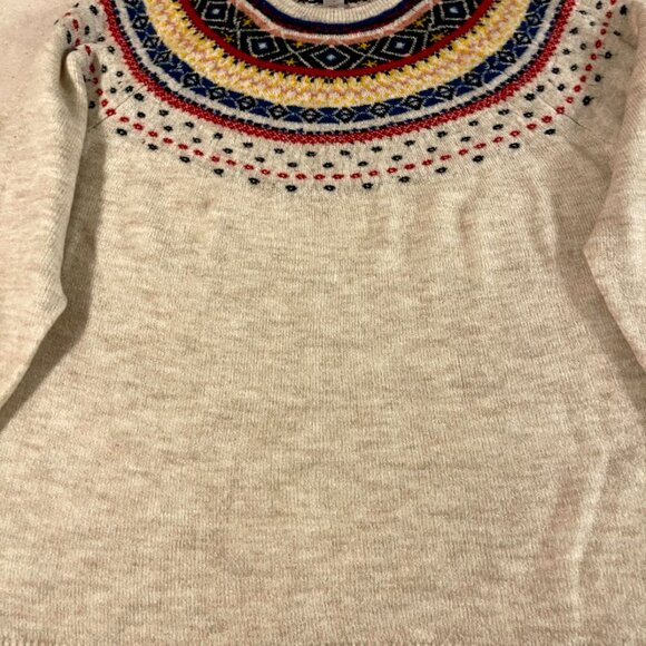NWT cj banks Sweater Cream & Colorful Size 14 Soft Round Neck Pattern Lightweigh - Picture 2 of 9